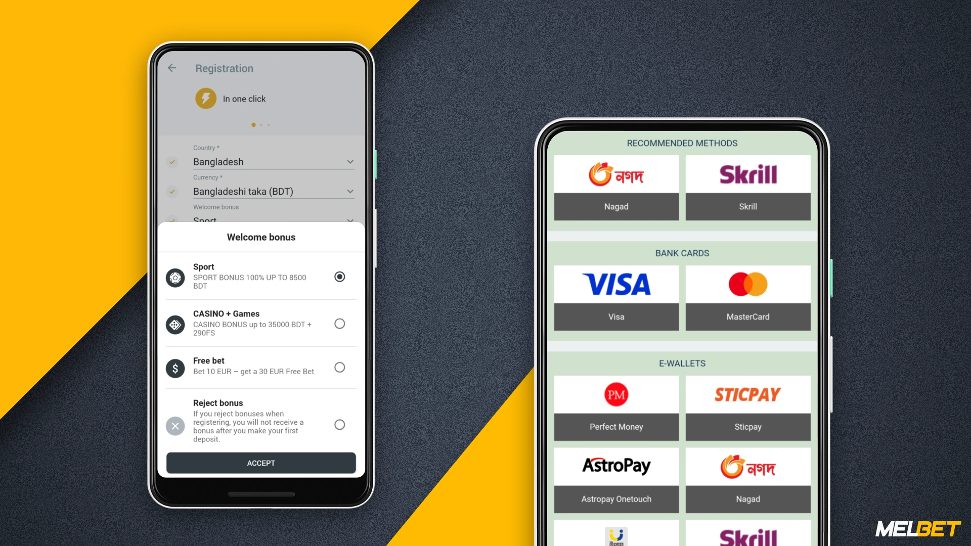 In order to get the welcome bonus from Melbet it is necessary to perform literally a few simple steps