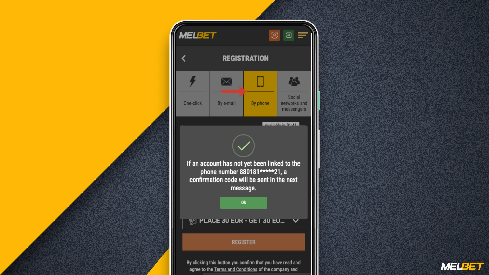 Registering with Melbet using your phone number is the safest way to register