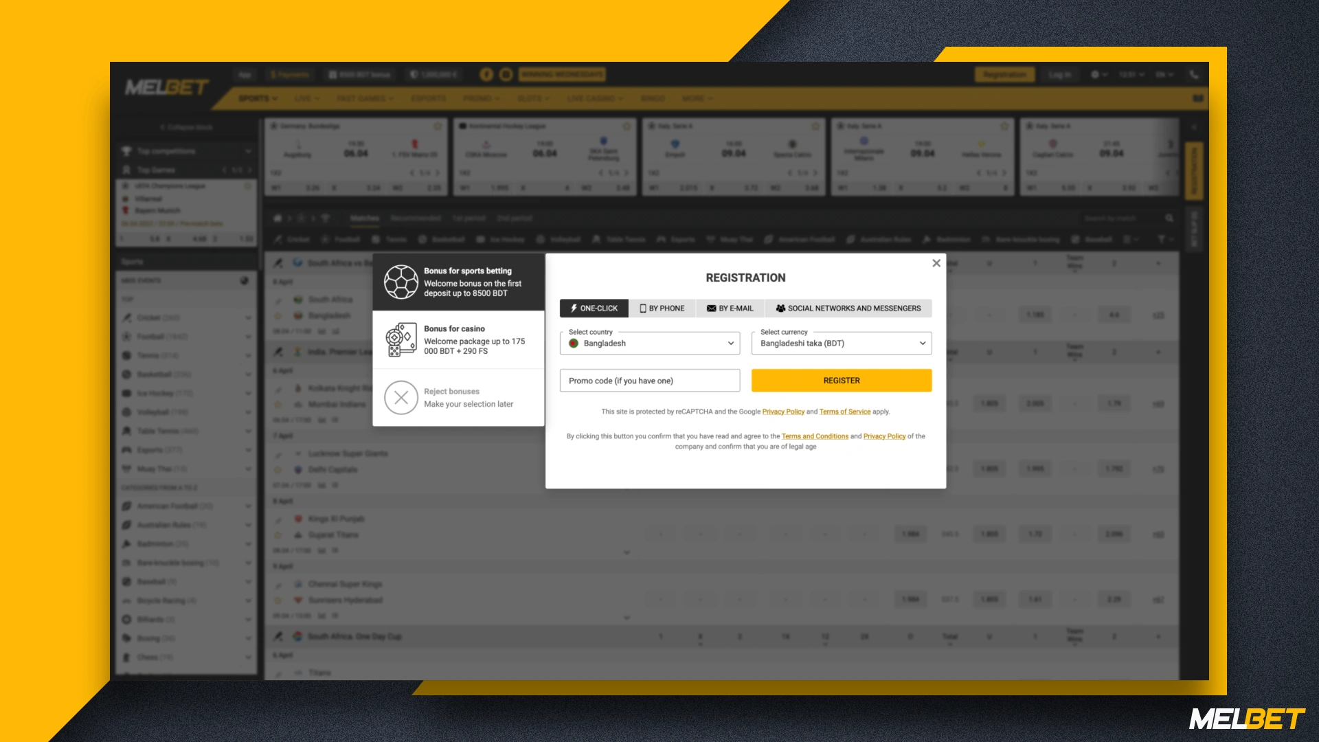 Melbet registration options allow new players to choose the most comfortable way to register