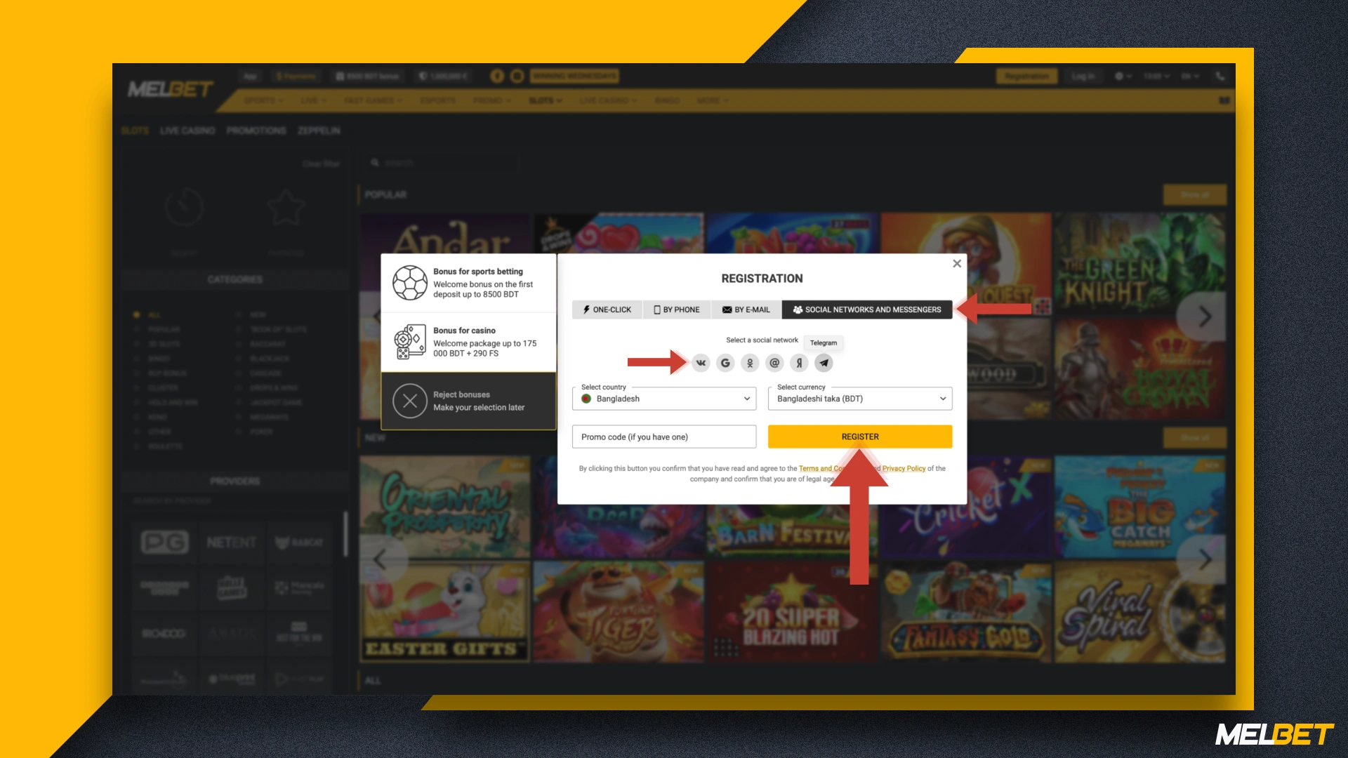 Signing up to Melbet via social networks and messengers is a great option for those who don't spend a single day without social networks