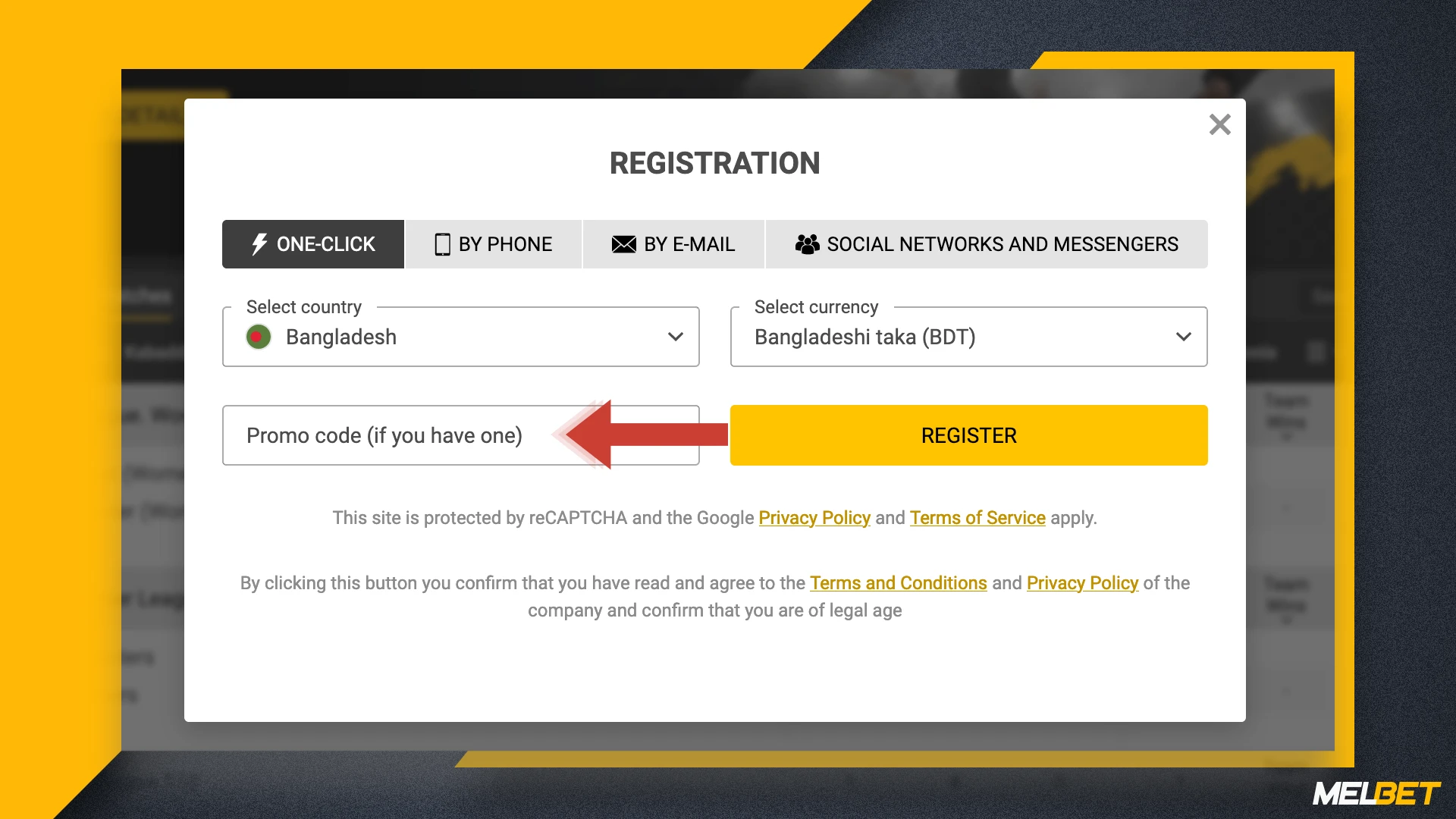 You can use a Melbet promo code when registering on the official website