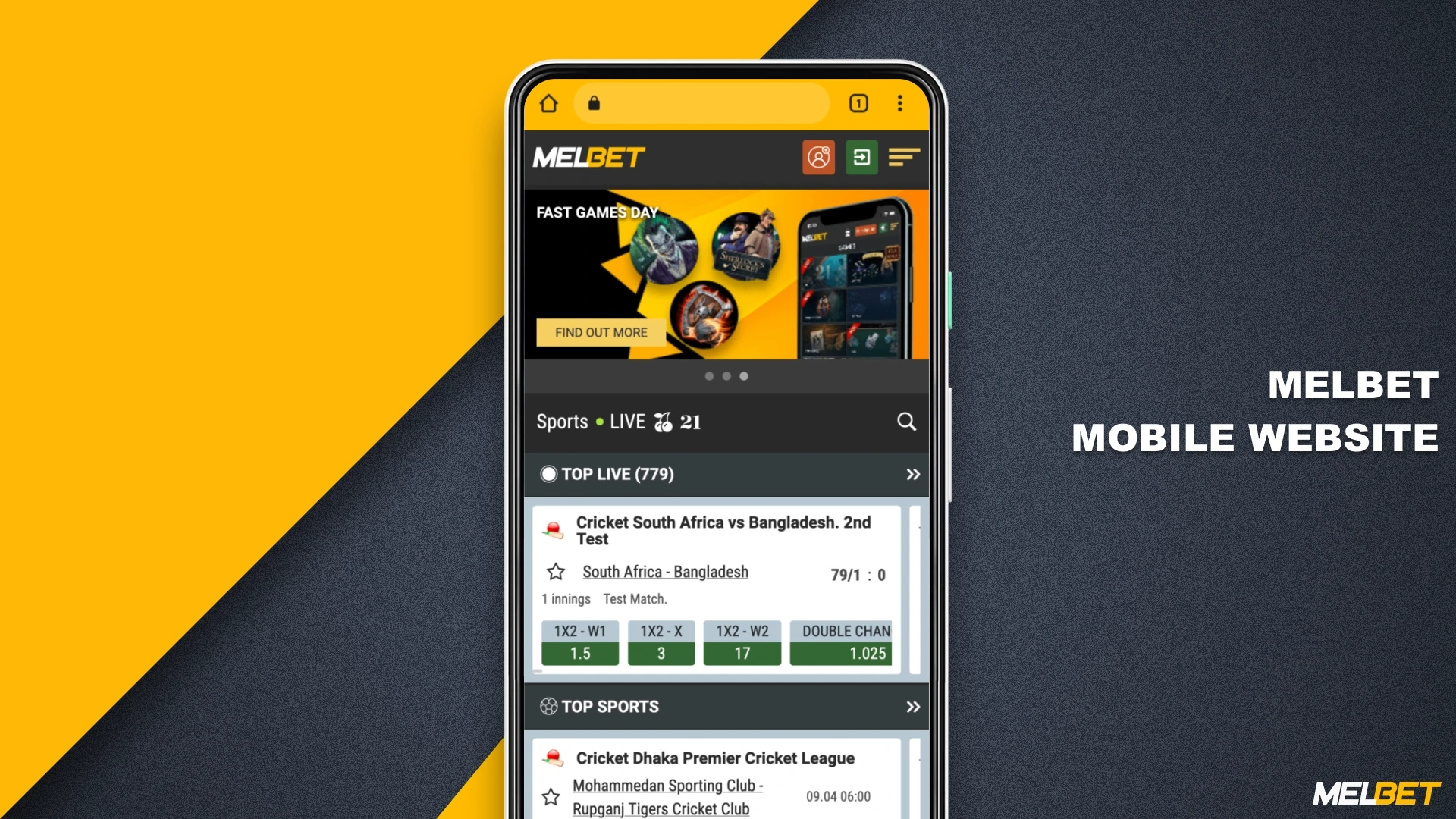 The mobile version of Melbet is not much different from the app, so if for some reason you do not want to install an app, but want to bet on sports from smartphone - use the mobile version
